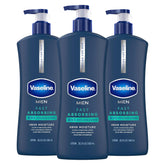 Vaseline Men's Healing Moisture Hand & Body Lotion For Dry or Cracked Skin Fast Absorbing Non-Greasy Lotion for Men 20.3 oz, Pack of 3