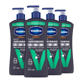 Vaseline Men Fast Absorbing 3-in-1 Face, Hands & Body Lotion for Men, 4 pack For Dry Skin,Absorbs in Just 15 Seconds for Moisturized Skin 20.3 Oz
