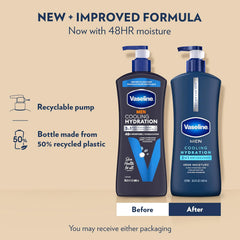 Vaseline Men Cooling Hydration 3-in-1 4 Pack for Dry Skin Face, Hands & Body Lotion for Men with Menthol & Ultra-Hydrating Lipids 20.3 oz