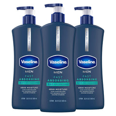 Vaseline Men's Healing Moisture Hand & Body Lotion For Dry or Cracked Skin Fast Absorbing Non-Greasy Lotion for Men 20.3 oz, Pack of 3