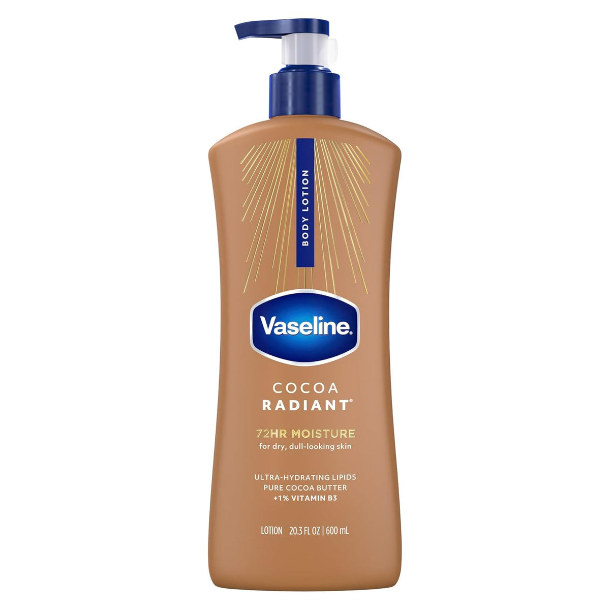 Vaseline Cocoa Radiant Body Lotion Cocoa Radiant for Dry Skin Lotion Made with Ultra-Hydrating Lipids and Pure Cocoa Butter for a Long-Lasting, Radiant Glow 20.3 Fl oz