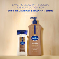 Vaseline Intensive Care Cocoa Radiant Pack of 3 for Glowing Skin Body Gel Oil Made with Pure Cocoa Butter + Replenishing Oils 6.8 oz