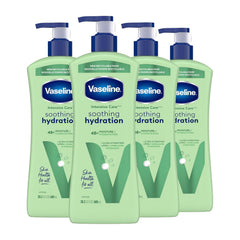 Vaseline Intensive Care Body Lotion 4 Count Soothing Hydration for Dry Skin with Ultra-Hydrating Lipids + 1% Aloe Vera Extract to Refresh Dehydrated Skin 20.3 Oz