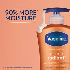 Vaseline Intensive Care Body Lotion Cocoa Radiant 4 Count for Dry Skin Lotion Made with Ultra-Hydrating Lipids and Pure Cocoa Butter for a Long-Lasting, Radiant Glow 20.3 Oz