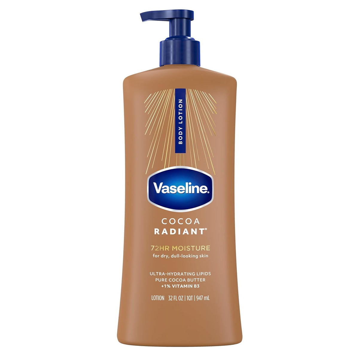 Vaseline Intensive Care Body Lotion Cocoa Radiant for Dry Skin Lotion Made with Ultra-Hydrating Lipids and Pure Cocoa Butter for a Long-Lasting, Radiant Glow 32 Fl oz