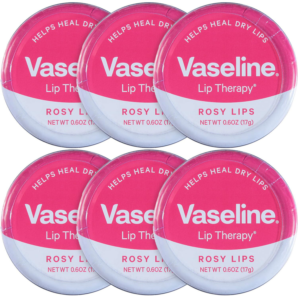 Vaseline Lip Therapy Lip Balm Tin Rosy Lips 0.6 oz 6 Count